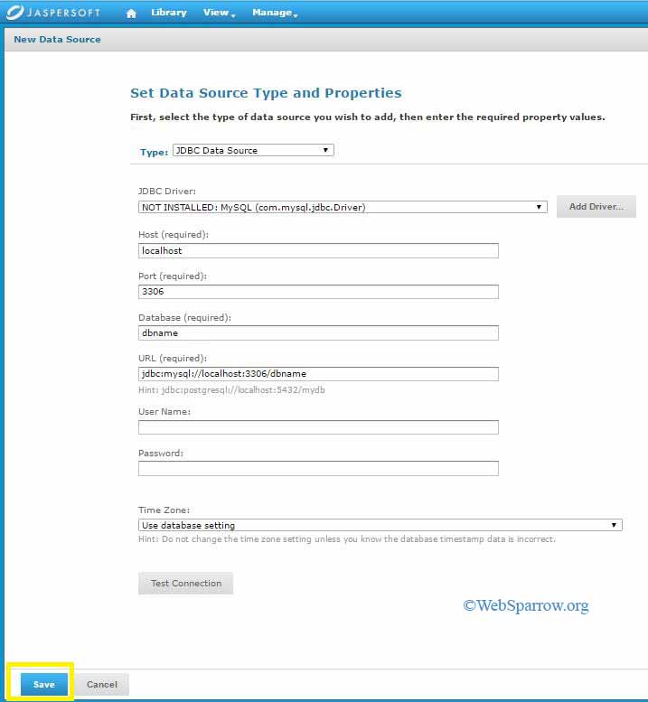 Create a Data Source in JasperReports Server