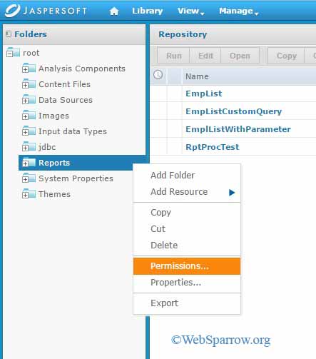 How to create new role and grant permission to role in JasperReports Server