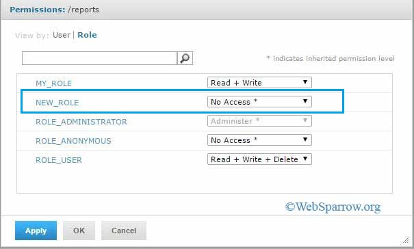 How to create new role and grant permission to role in JasperReports Server