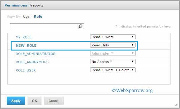 How to create new role and grant permission to role in JasperReports Server