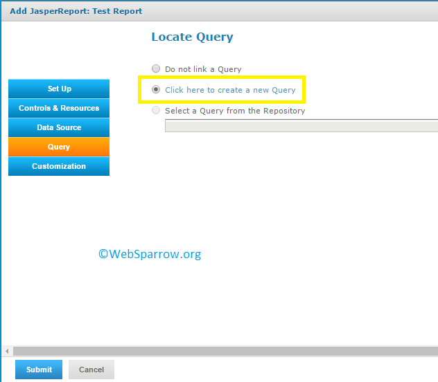 How to define query in JasperReports Server