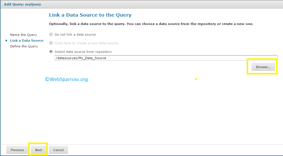 How to define query in JasperReports Server