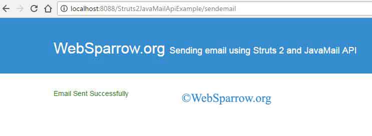 Sending email using Struts 2 and JavaMail API