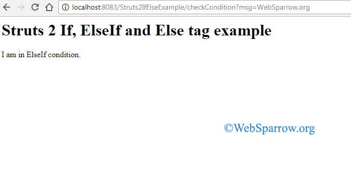 Struts 2 If, ElseIf and Else Tag Example