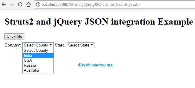 Struts 2 and jQuery JSON integration Example