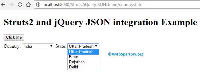 Struts 2 and jQuery JSON integration Example