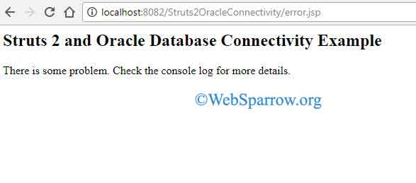 Struts 2 and Oracle Database Connectivity Example