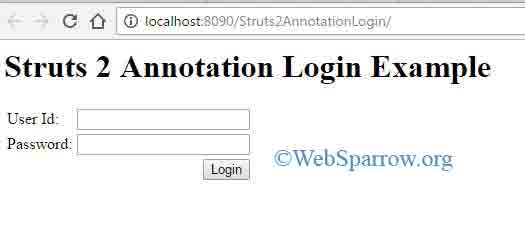 Struts 2 Annotation Login Example