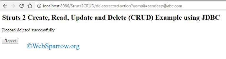 Struts 2 Create, Read, Update and Delete (CRUD) Example using JDBC