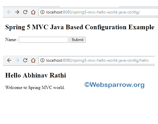 Spring 5 MVC Java Based Configuration Example