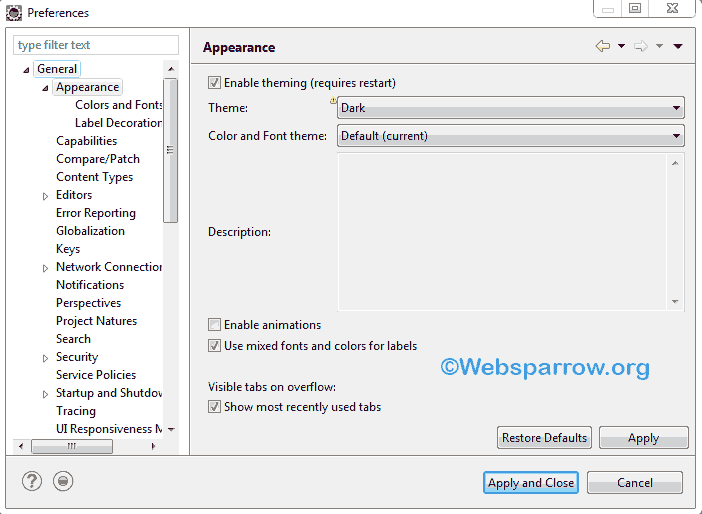 How to change Eclipse IDE theme? Websparrow