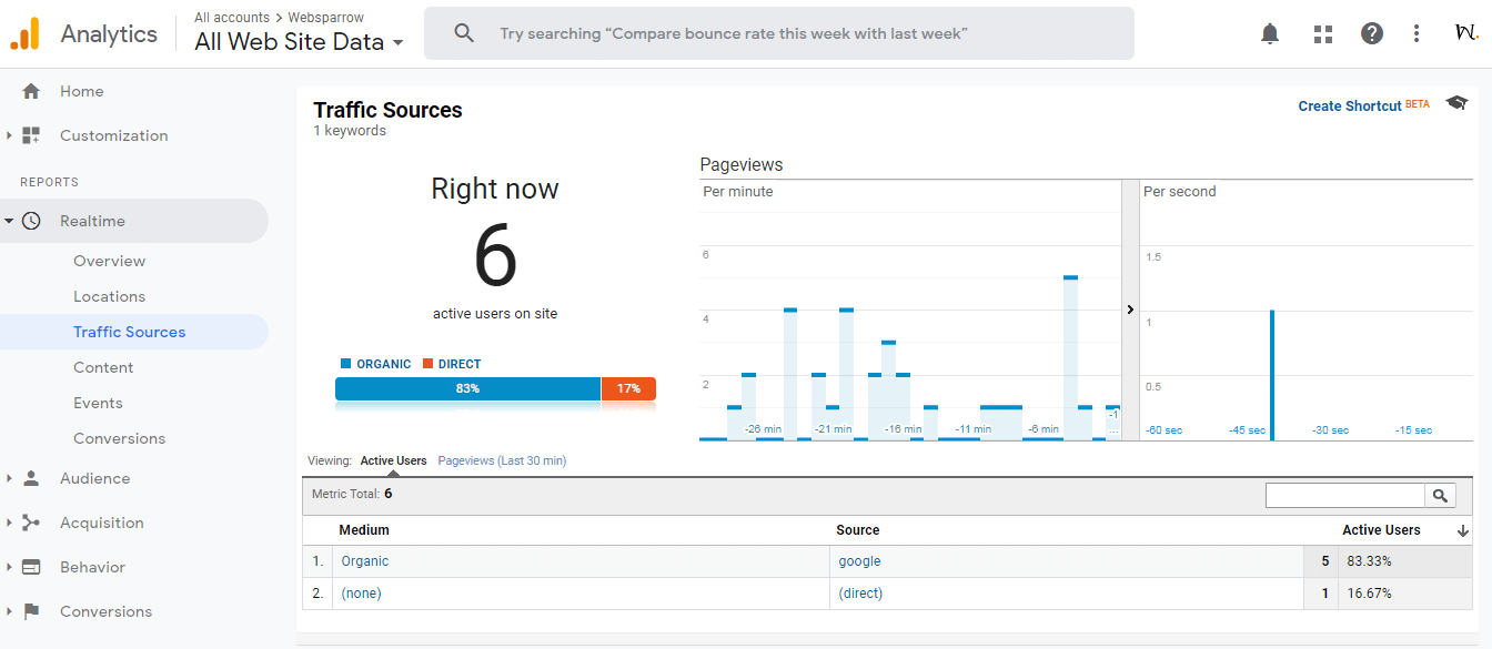 Websparrow.org Google Analytics Report