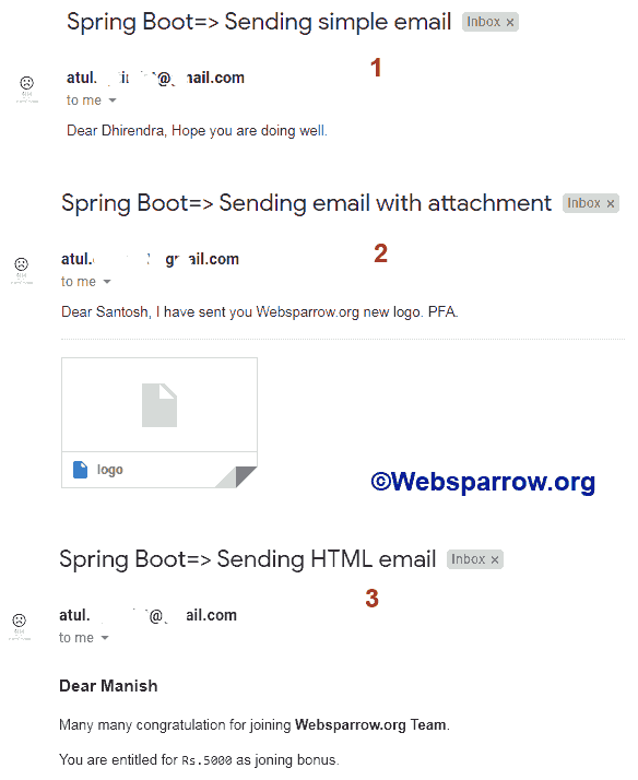 Spring Boot Mail- Simple Email, Email with Attachment and HTML Email
