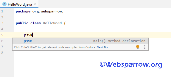 Intellij Idea Public Static Void Main Shortcut Websparrow