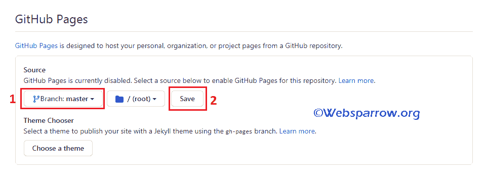 Websparrow- GitHub Pages settings