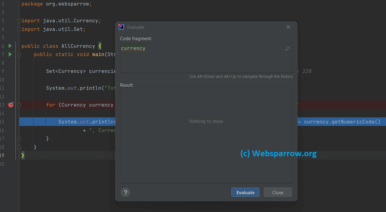 shortcut-key-to-evaluate-expression-variable-in-intellij-idea-websparrow