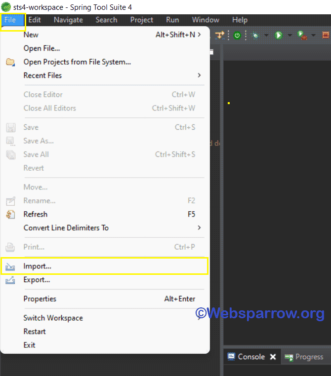 How to import Spring Boot project in Eclipse/STS IDE Websparrow