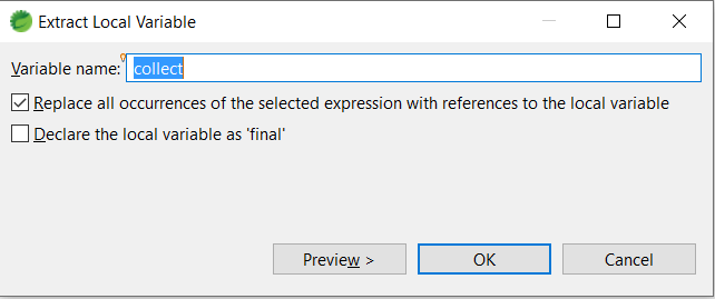 Eclipse Shortcut key for Extract Local Variable in Eclipse/STS