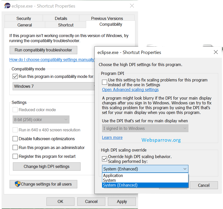 Change the eclipse compatibility mode 