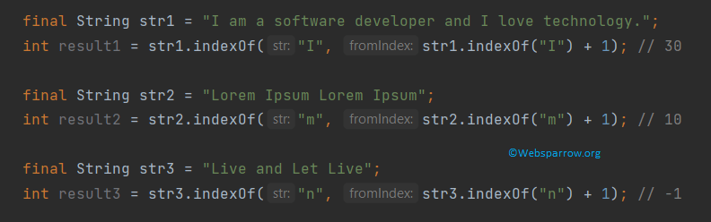 Find second index of a substring in a String in Java