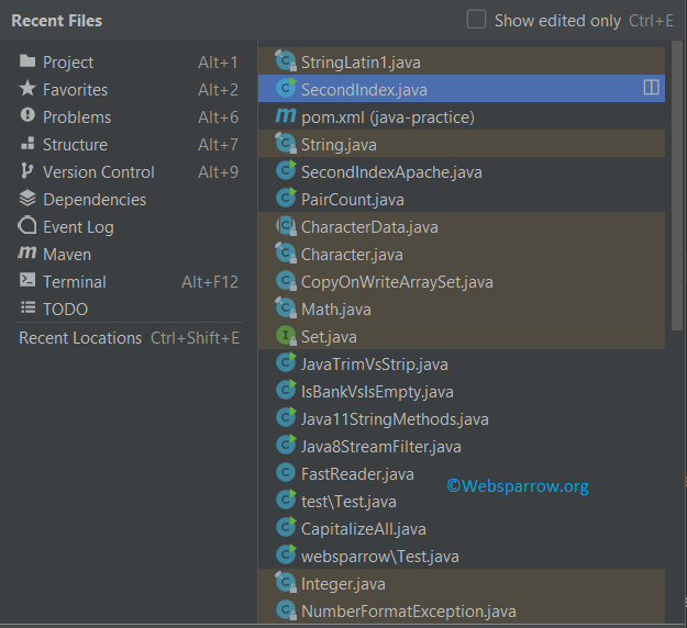 How to view recently opened files in IntelliJ IDEA