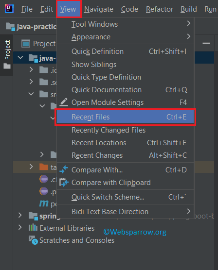  IntelliJ IDEA shortcut key to view recently opened files