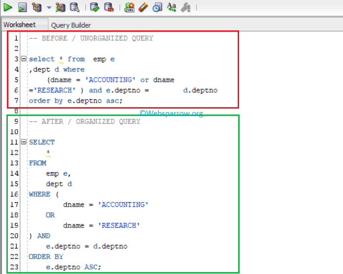 SQL Developer Shortcut Keys to format the sql query